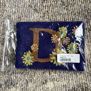 NWT Sundance Jenny Krauss Love Letter Embroidered Wool Pouch Letter D